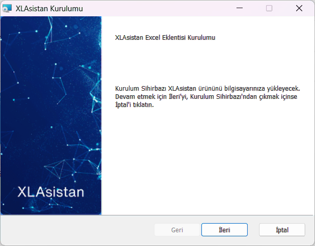 XLAsistan kurulumu Adım 3