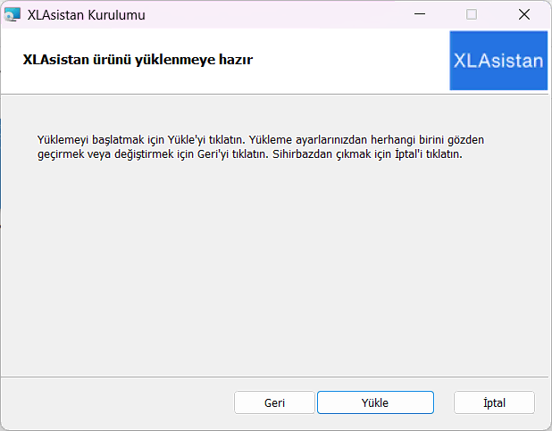 XLAsistan kurulumu Adım 4