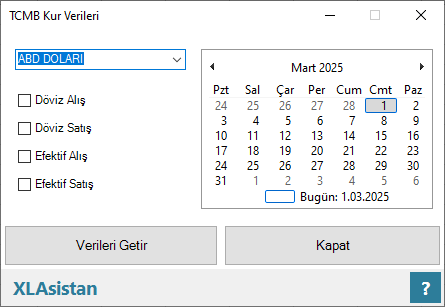 Excel ile döviz kuru getirme
