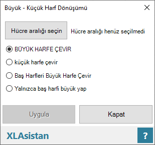 Excel'de büyük küçük harf yapma