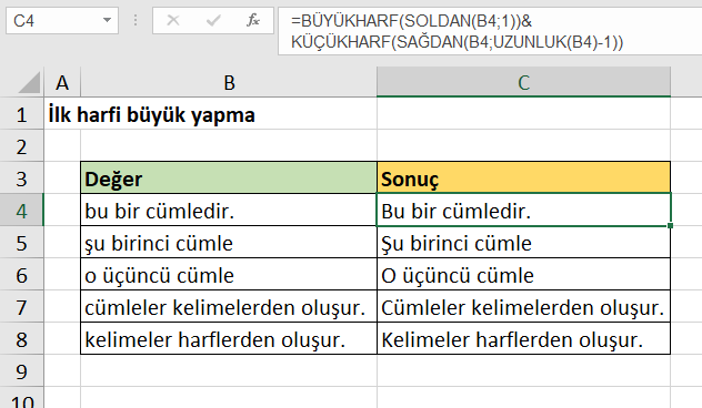 Yalnızca ilk harfi büyük yapma