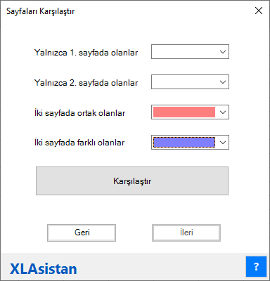 excel tablo karşılaştırma adım 2